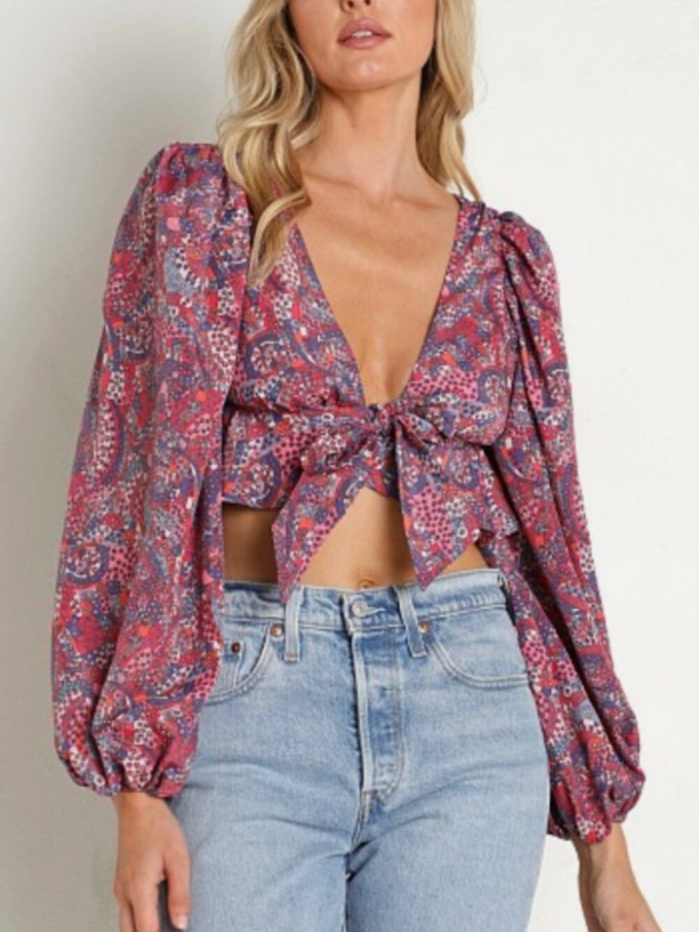 For Love and Lemons XL Tonya Crop NWT Paisley Bright